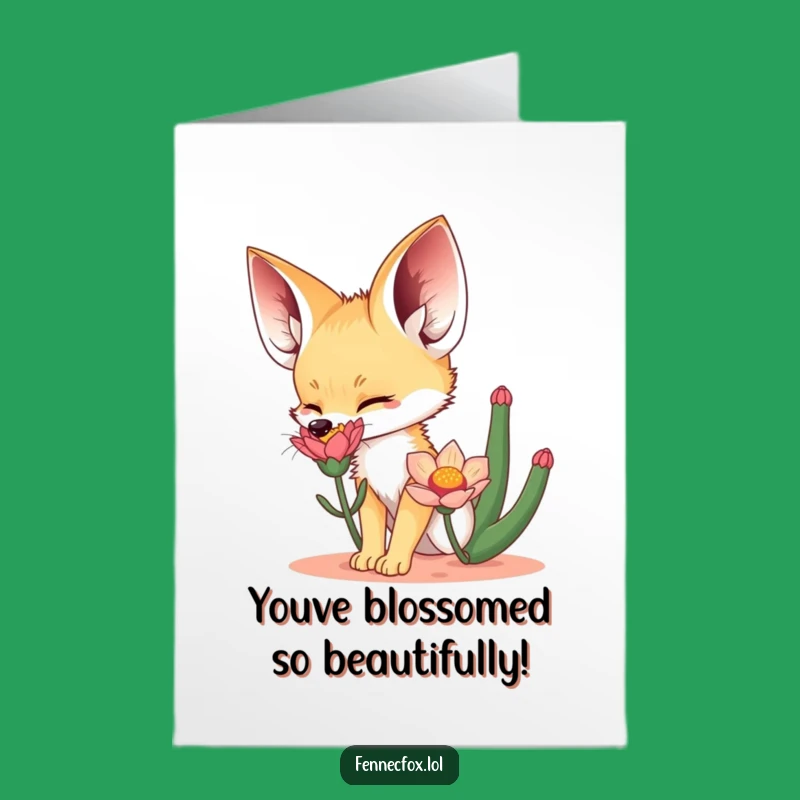 Free Printable Congrats Card: Curious Fennec Fox, Perfect DIY Downloadable Gift