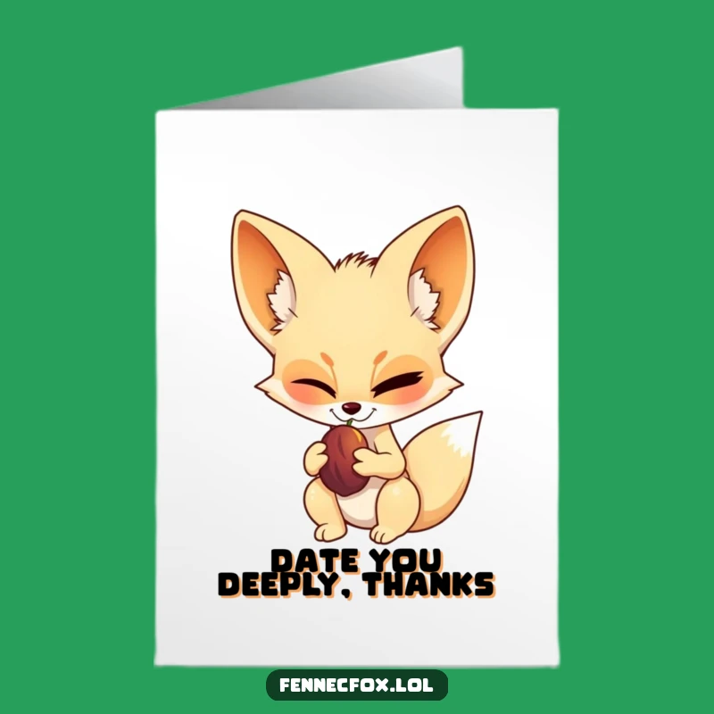 Free Printable Thank You Card: Winking Fennec Fox Date Thanks Downloadable Gift
