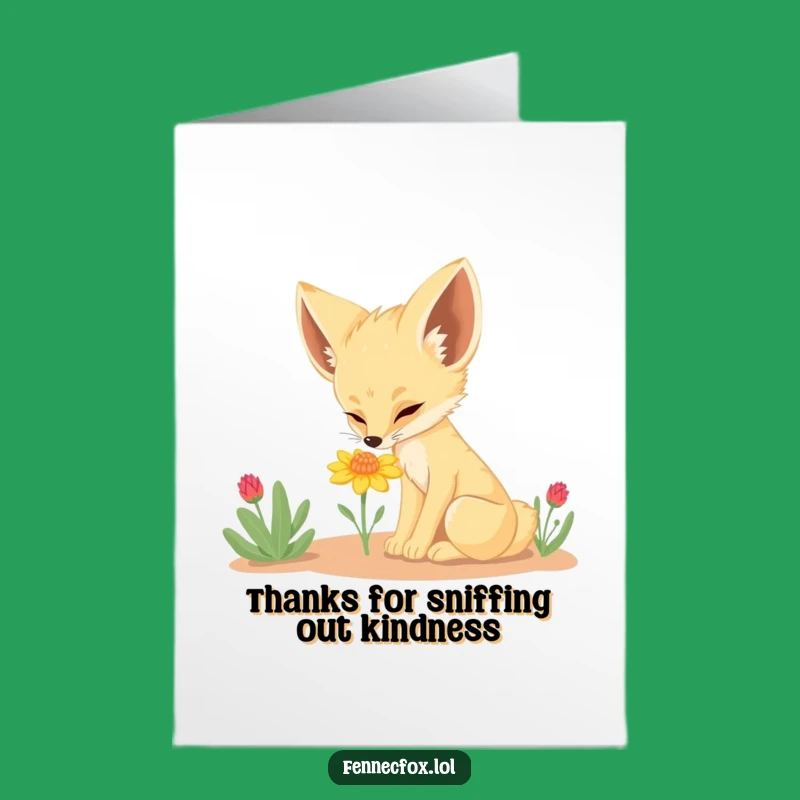 Free Printable Fennec Fox Thank You Card: Cute Desert Flower Downloadable Appreciation Gift