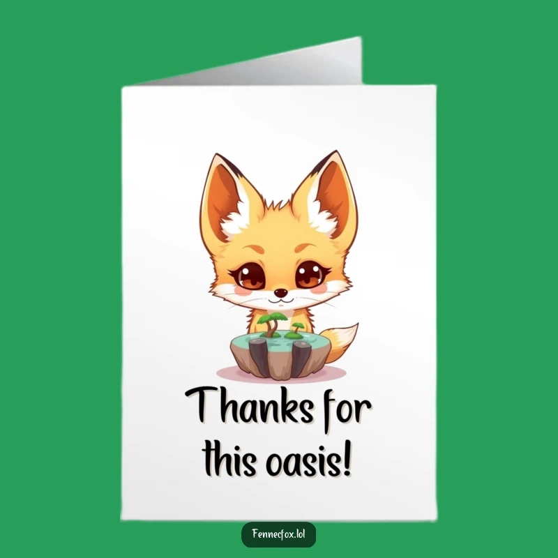 Free Printable Thank You Card: Fennec Fox Amazed by Oasis Thanks!, Funny