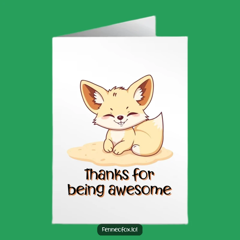 Free Printable Thank You Card Fennec Fox Mischief Grin - Funny Downloadable Thanks