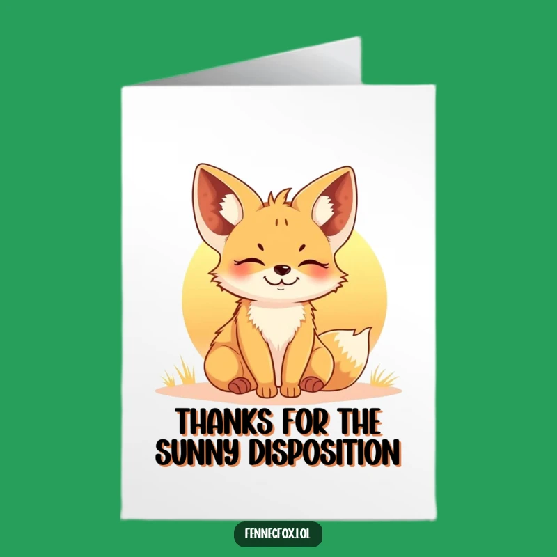 Free Printable Thank You Card: Fennec Fox Sunset Peace - Funny Downloadable Gratitude Gift
