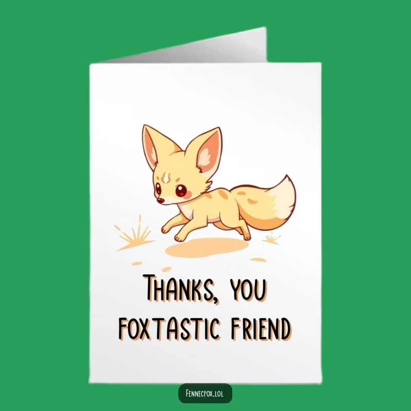 Free Printable Thank You Card: Funny Fennec Fox, Downloadable Gift