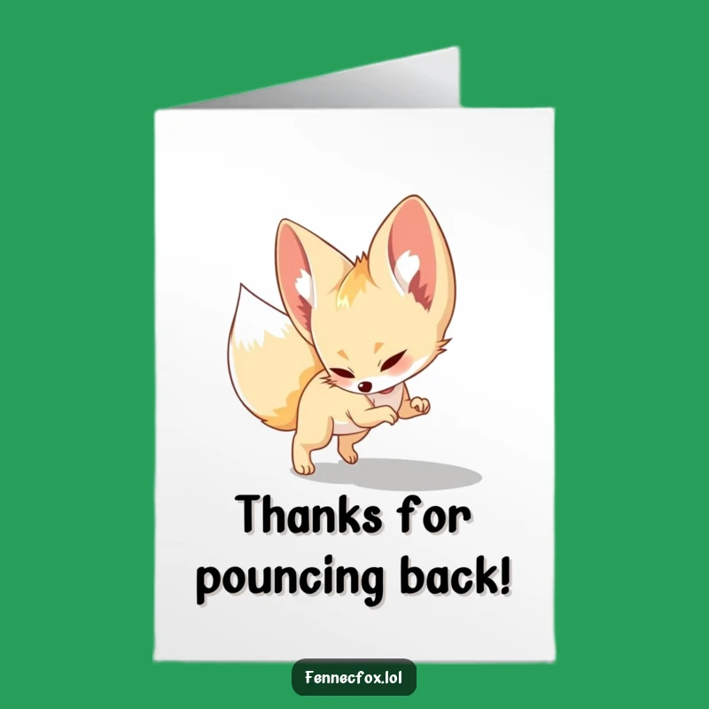 Free Printable Thank You Card: Playful Fennec Fox, Funny DIY Downloadable Gratitude