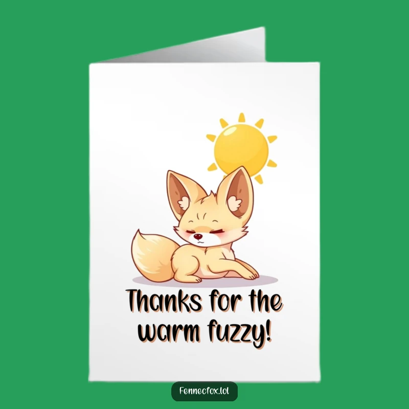 Free Printable Thank You Card: Relaxed Fennec Fox, Funny DIY Downloadable Gratitude