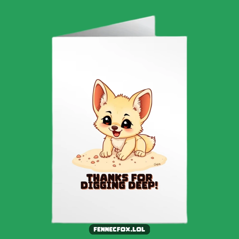 Thank You Fennec Fox Card: Free Printable - Digging Up Gratitude - Print at Home
