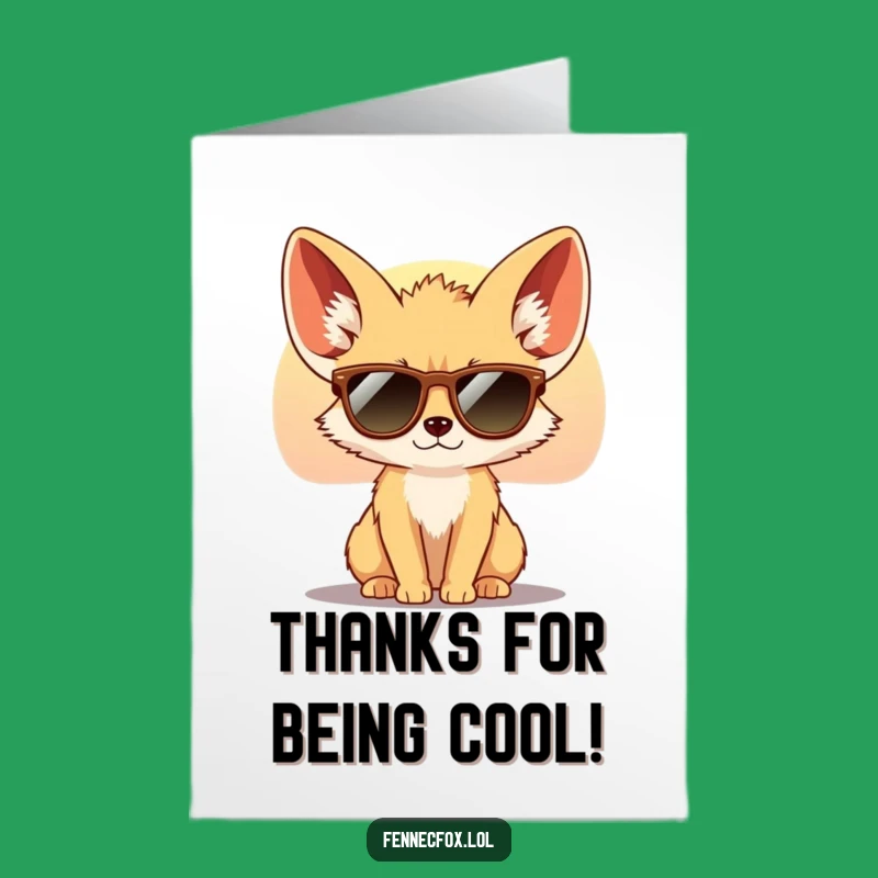 Thank You Cool Card: Fennec Fox Sunset Thanks, Free Printable Funny Note, Stylish Downloadable Gift