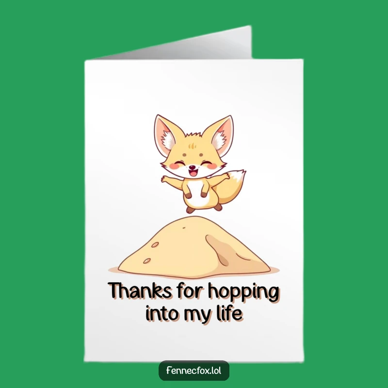 Free Printable Fennec Fox Thank You Card: Funny Downloadable Gift for Pure Appreciation!