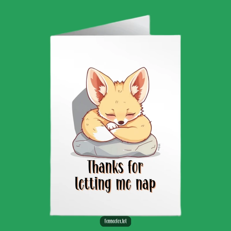 Free Printable Thank You Card: Sleepy Fennec Fox Expressing Gratitude Downloadable Gift