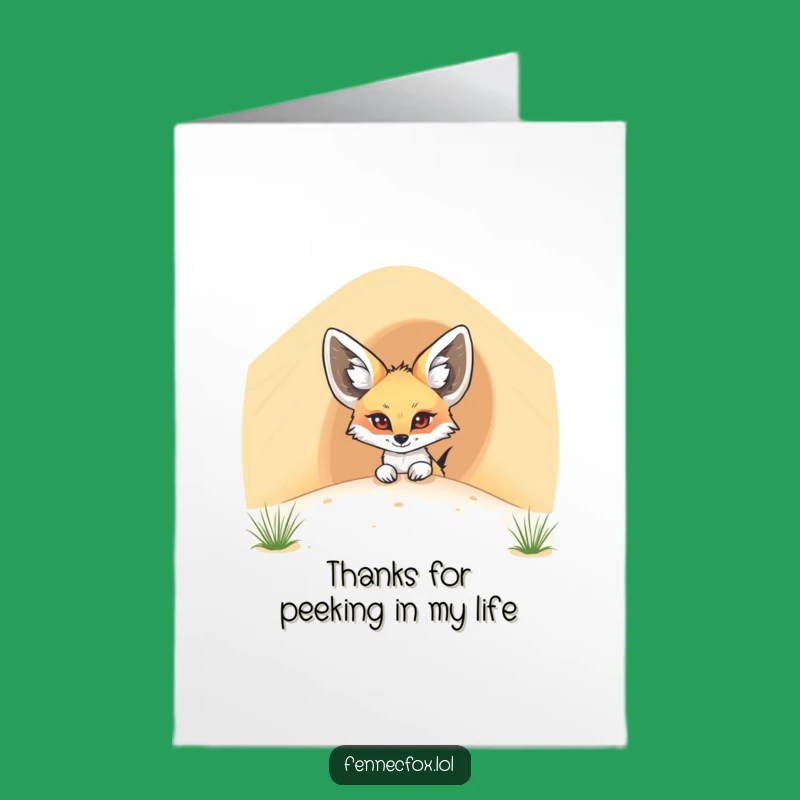 Free Printable Shy Fennec Fox Thank You Card - Adorable Digital Download Gift