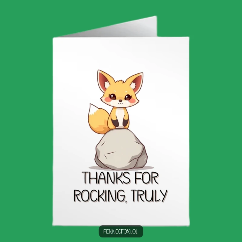 Free Printable Thank You Card: Fennec Fox Rock Balance - Steady Downloadable