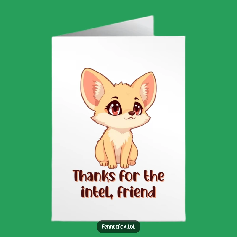 Free Printable Fennec Fox Thank You Card: Attentive Gratitude Downloadable Humor