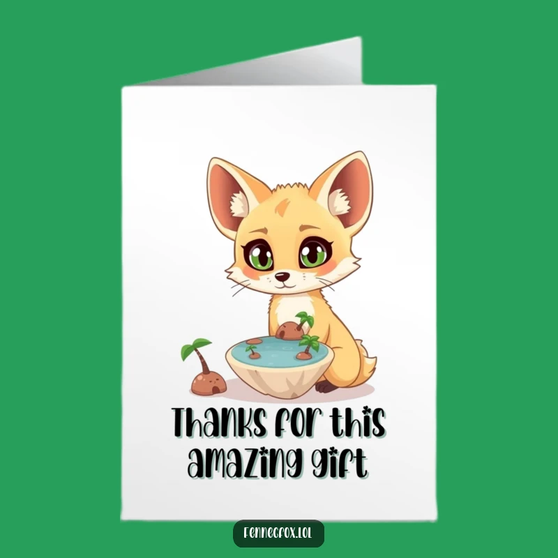 Free Printable Thank You Card: Fennec Fox Oasis Wonder, Funny Downloadable Gift