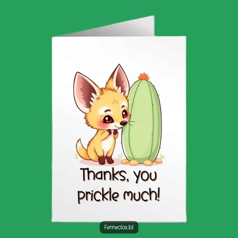 Free Printable Thank You Card: Fennec Fox & Cactus Say Thanks!, Funny