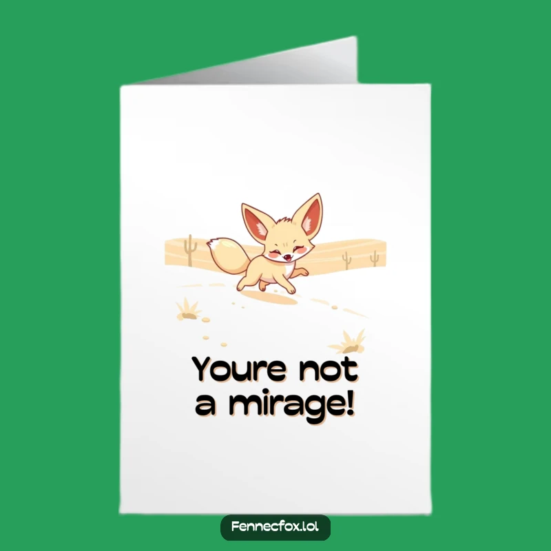 Thank You Mirage Card: Fennec Fox Gratitude Chase, Free Printable Funny Note, Whimsical Downloadable Gift