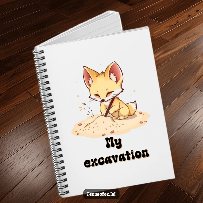 Funny Fennec Fox Notebook: A fennec fox humorously digs in sand, inspiring funny notes and energetic brainstorming sessions.