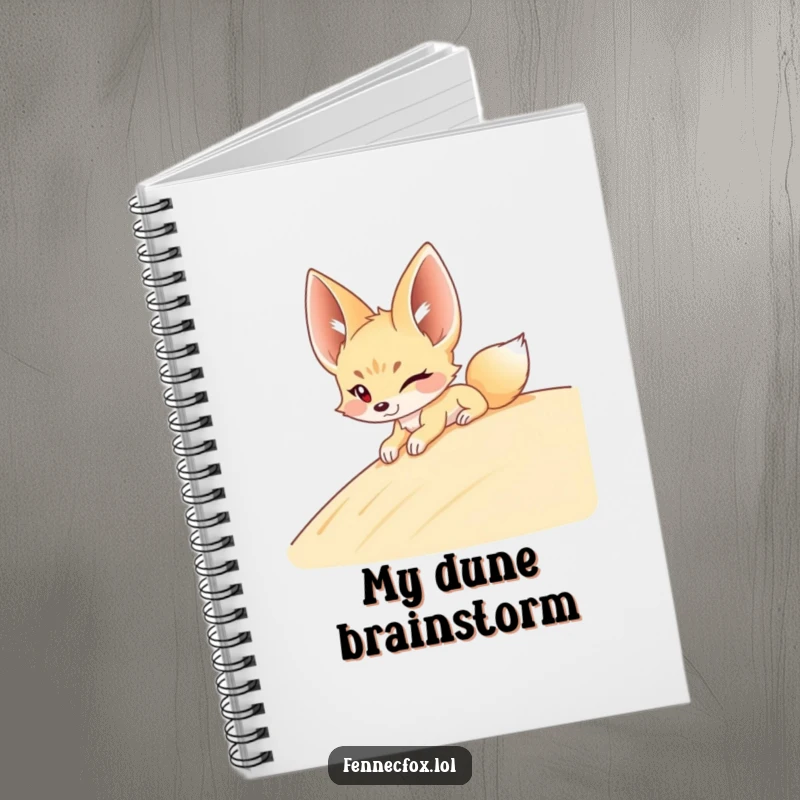 Funny Fennec Fox Notebook: A winking fennec fox slides down a sandy dune, perfect for jotting down cool ideas or desert-themed thoughts.