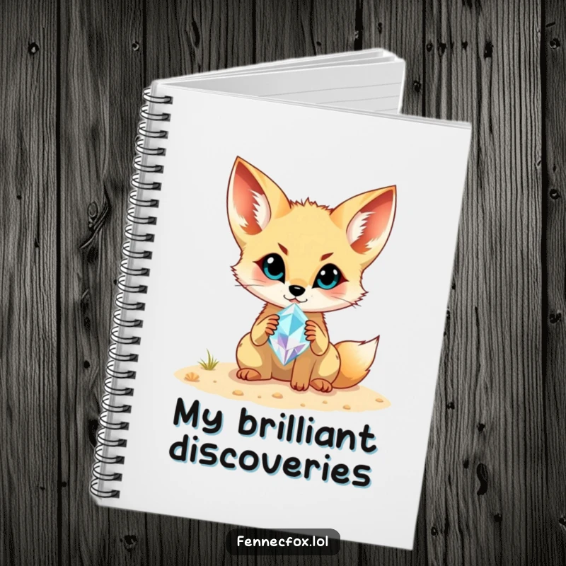 Funny Fennec Fox Notebook: A cute fennec fox proudly showing off a shimmering gemstone it dug up from the sandy ground.