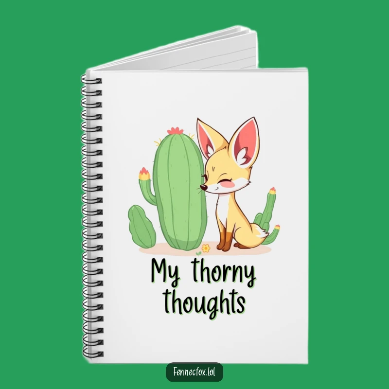 Funny Fennec Fox Notebook: Curious Fox Sniffing Cactus, Happy Notes, Perfect Gift!
