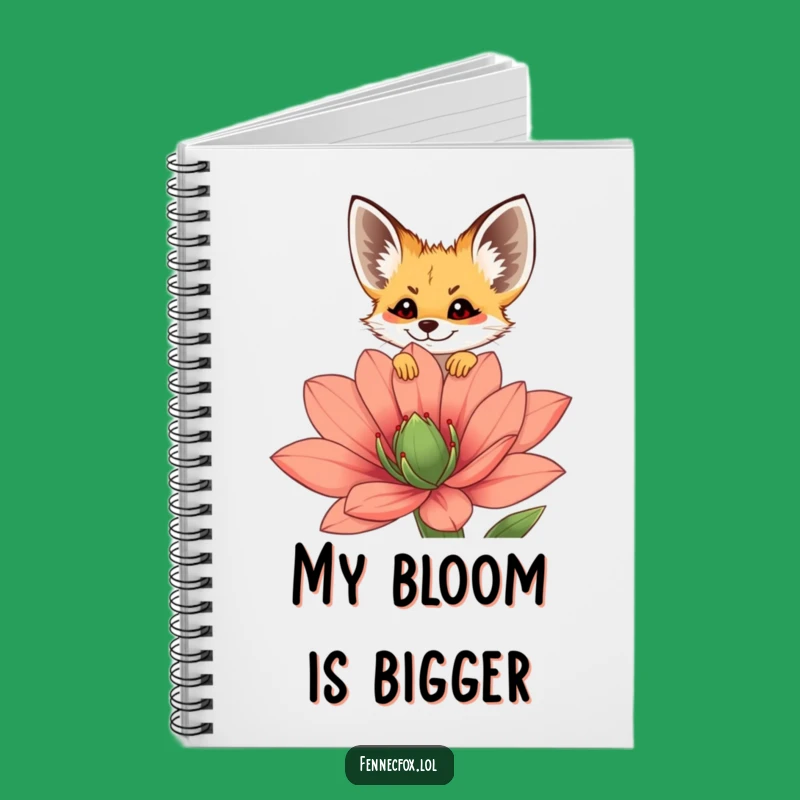 Funny Fennec Fox Notebook - Peeking Flower Cover, Journal Your Thoughts, Gift