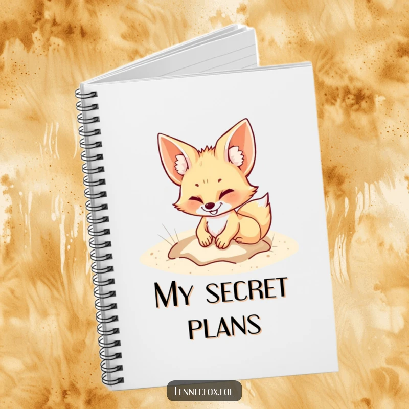 Funny Notebook featuring a fennec fox grinning while digging in the sand, designed for capturing thoughts with a touch of playful adventure.