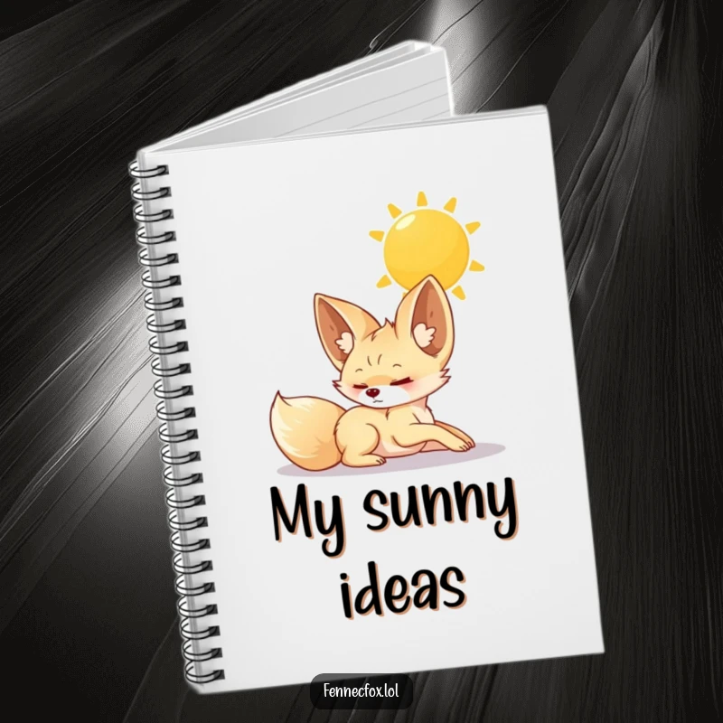 Funny Notebook, a fennec fox stretching luxuriously under the warm sun, providing space for notes and peaceful thoughts.