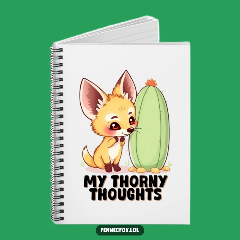 Funny Fennec Fox Notebook - Cactus Cover, Journal Your Curious Thoughts, Gift
