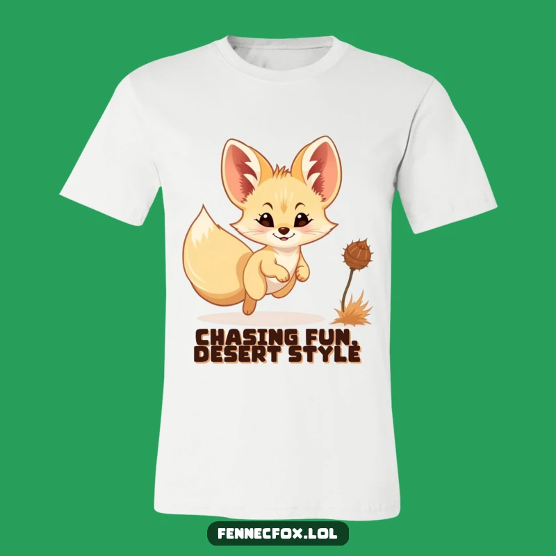 Funny Fennec Fox Chasing Tumbleweed T-Shirt - Whimsical Desert Humor Tee