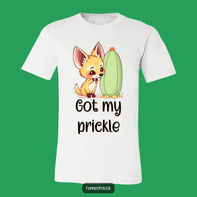 Funny Fennec Fox T-Shirt - Happy Cactus Sniffer, Quirky Desert Graphic Tee, Gift