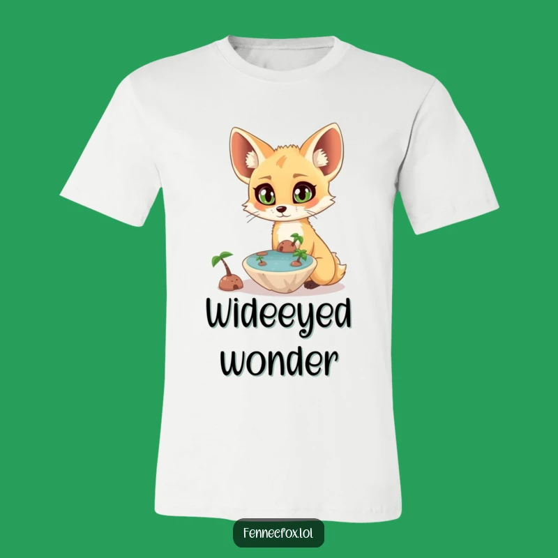 Funny Fennec Fox T-Shirt: Surprised Fox Sees Floating Oasis, Great Funny Gift!