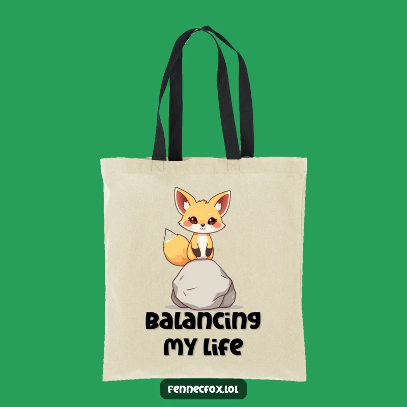 Funny Fennec Fox Tote: Zen Rock Balance Bag, Ideal Serene Funny Gift