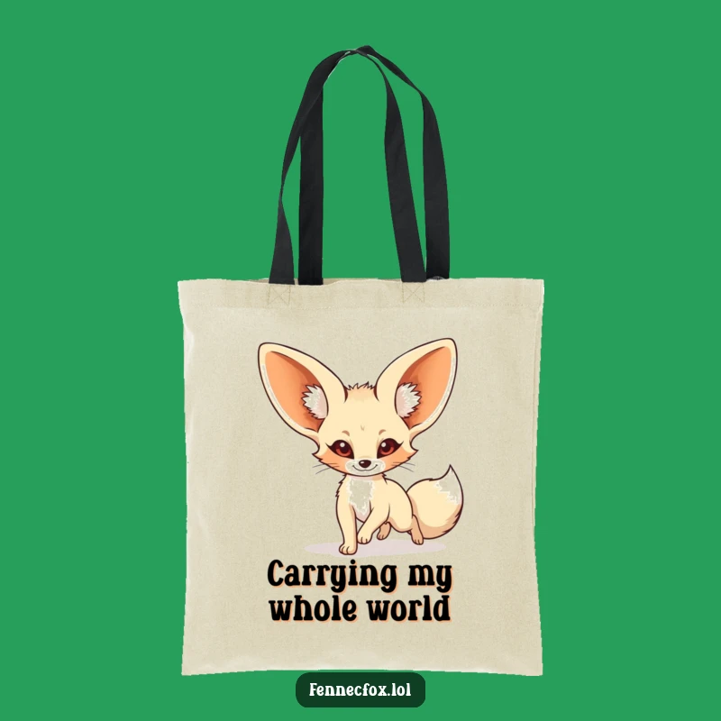 Funny Fennec Fox Tail Chase Tote Bag: Spacious Cartoon Animal Carryall, Ideal Gift
