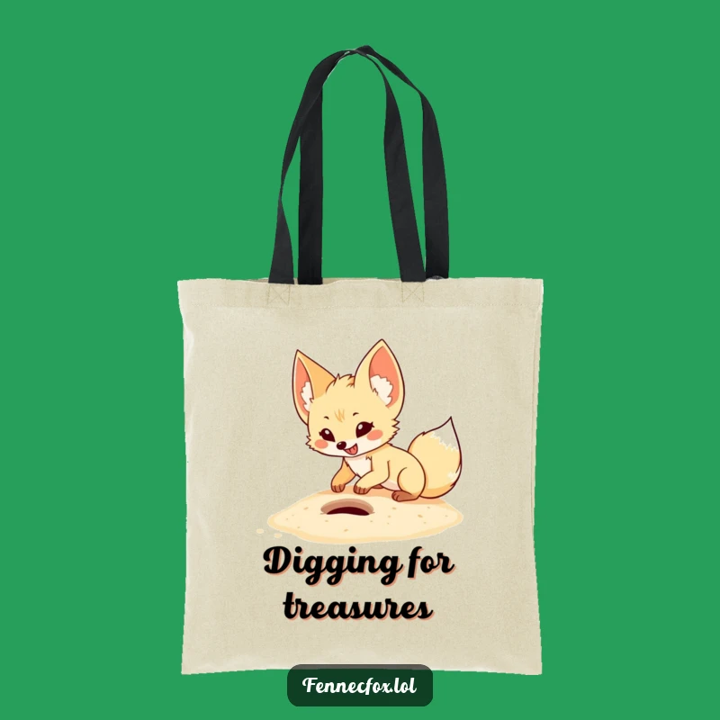 Funny Fennec Fox Digging Tote Bag: Spacious Cartoon Carryall, Ideal Gift