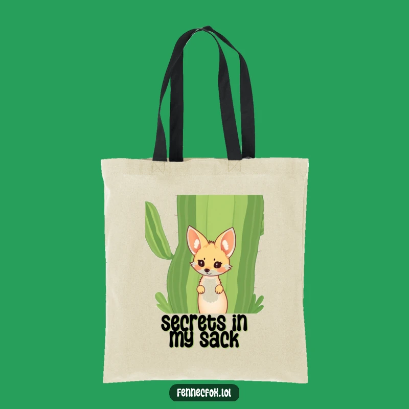Funny Fennec Fox Cactus Tote Bag: Hilarious Desert Peek Gift