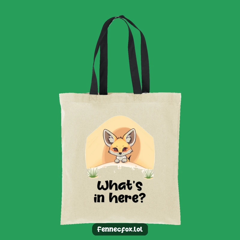 Funny Fennec Fox Dune Peek Tote Bag: Spacious Desert Cartoon Carryall, Ideal Gift