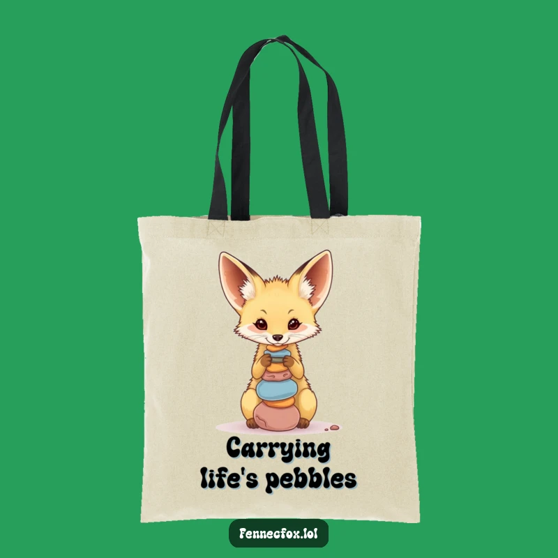 Funny Fennec Fox Pebble Balance Tote Bag: Spacious & Stylish, Great Humorous Gift