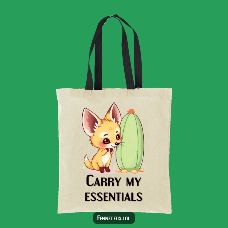 Funny Fennec Fox Tote Bag - Cactus Sniff Print, Quirky Desert Accessory, Gift