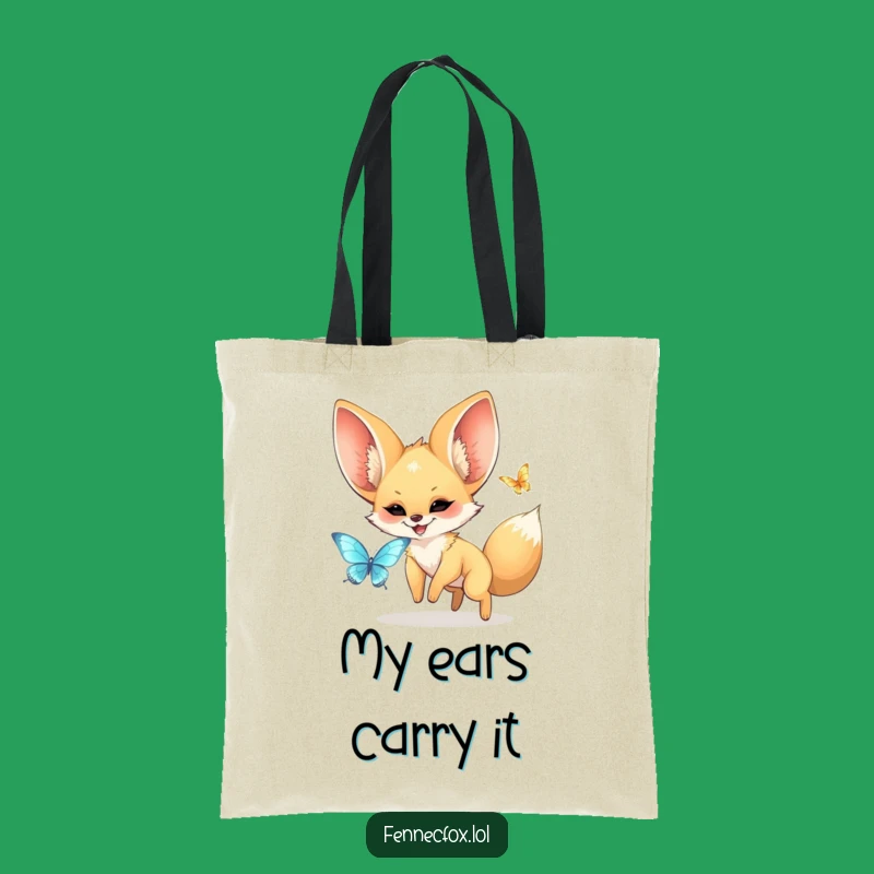 Funny Fennec Fox Tote Bag: Cute Kawaii Fox with Big Ears Carrying Books, Perfect Gift!